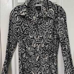 Fred David Black and White Paisley Top